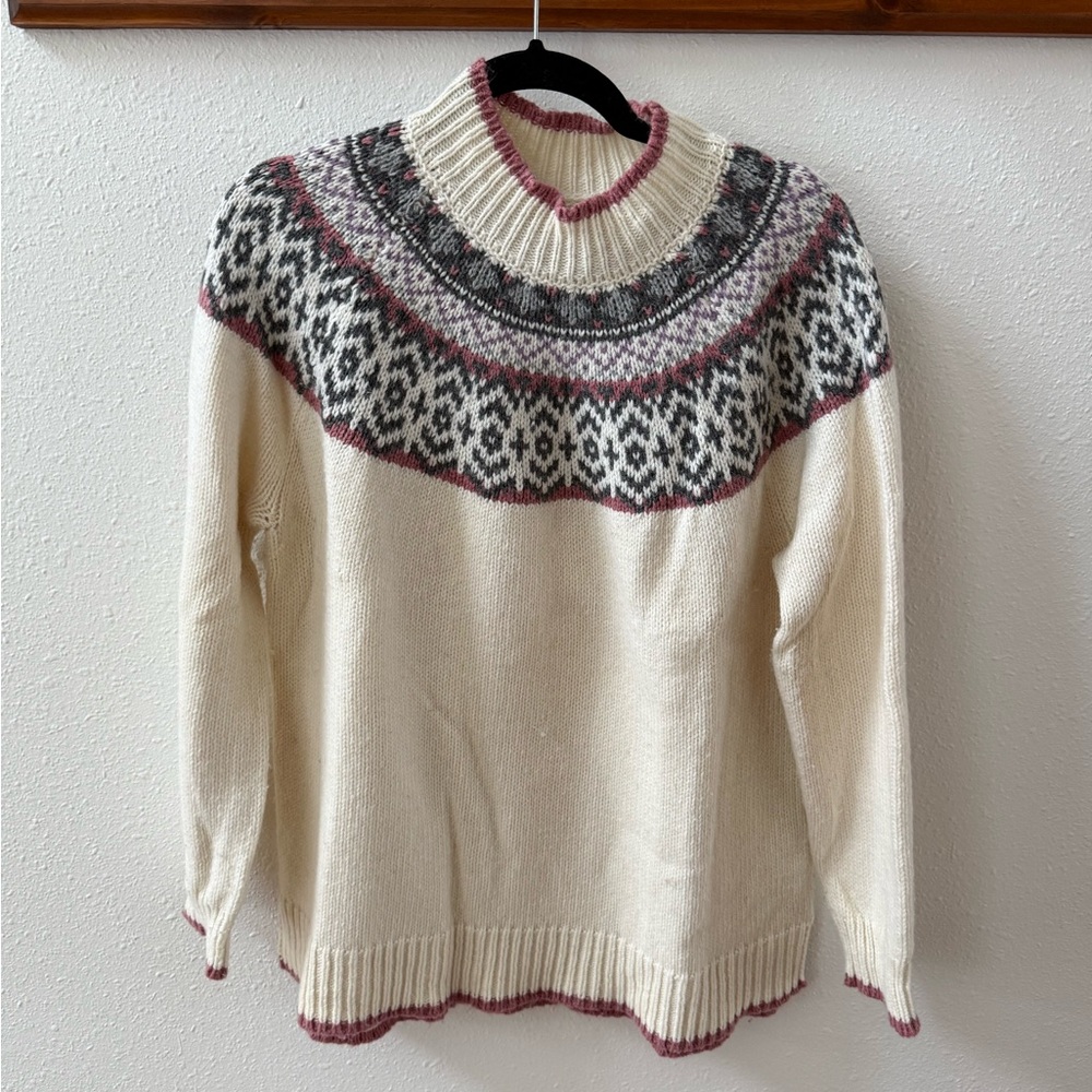 Ruff Hewn Cream and Black Nordic Pattern Sweater